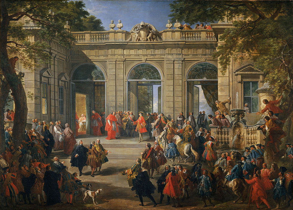 King Charles III Visiting Pope Benedict XIV at the Coffee House of the Palazzo del Quirinale