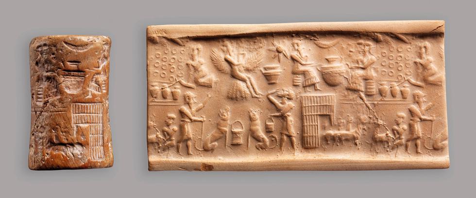 Cylinder Seal with King Etana Ascending to Heaven on an Eagle