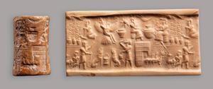 Cylinder Seal with King Etana Ascending to Heaven on an Eagle